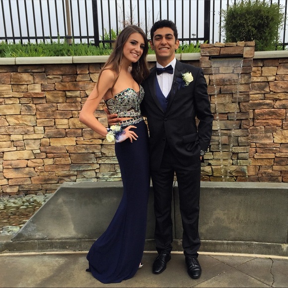 Dresses & Skirts - Elegant Navy Blue Two Piece Set